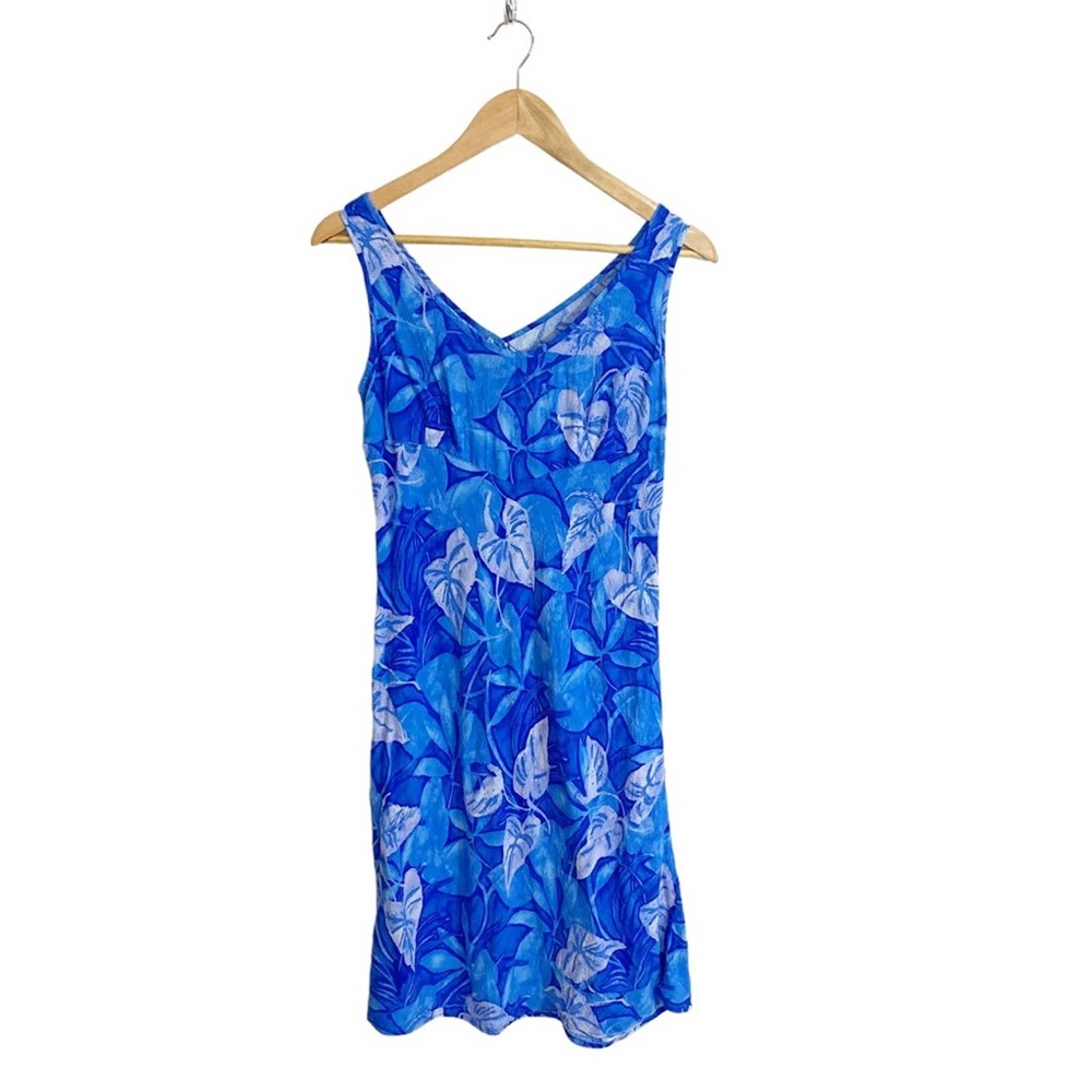 Vintage Jams World Hula Moon Blue Hawaiian Midi Dress